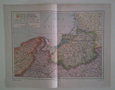 LAMINA ESPASA 39825: Mapa de Prusia oriental y occidental