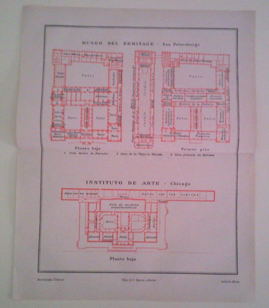 LAMINA ESPASA 40007: Planos del Museo del Ermitage y del Instituto del Arte de Chicago