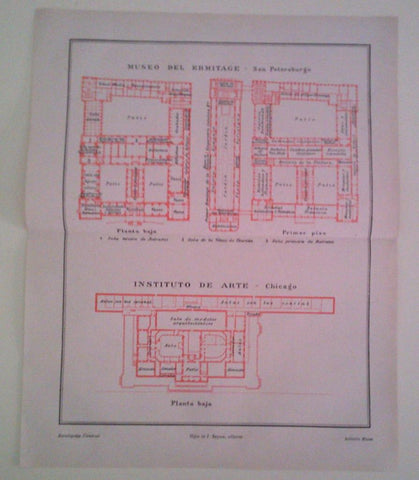 LAMINA ESPASA 40007: Planos del Museo del Ermitage y del Instituto del Arte de Chicago