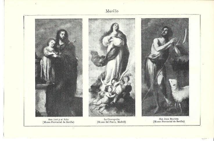 LAMINA ESPASA 39980: San Jose y el Niño, Inmaculada y San Juan Bautista, por Murillo