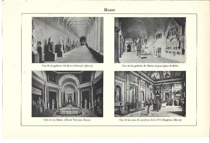 LAMINA ESPASA 40009: Salas de Museos de Roma y Milan