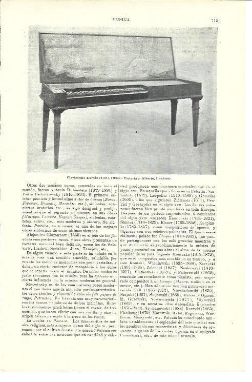 LAMINA ESPASA 40034: Clavicordio aleman de 1751