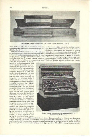 LAMINA ESPASA 40026: Clavicembalo Virginal y organo aleman del emperador Carlos V