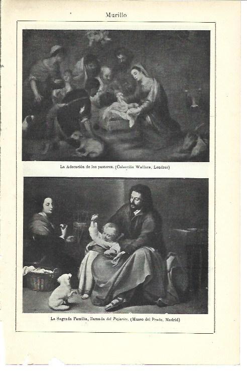 LAMINA ESPASA 39977: La Adoracion de los pastores y La Sagrada Familia, por Murillo