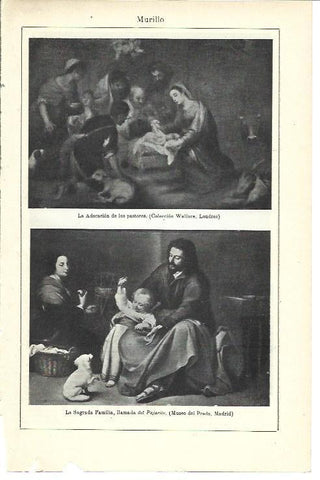 LAMINA ESPASA 39977: La Adoracion de los pastores y La Sagrada Familia, por Murillo