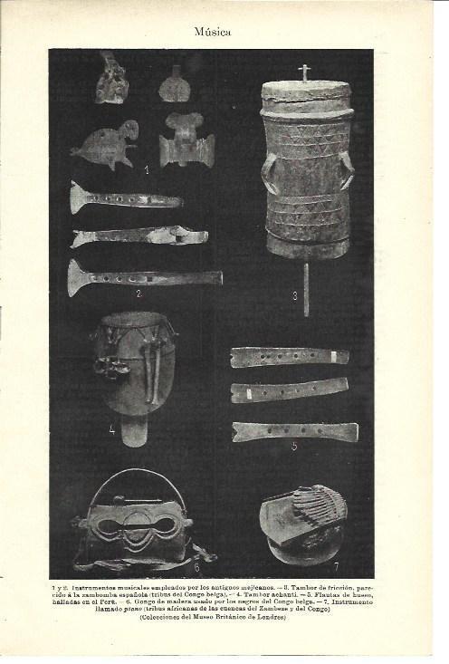 LAMINA ESPASA 40022: Instrumentos de America y Africa del Museo Britanico