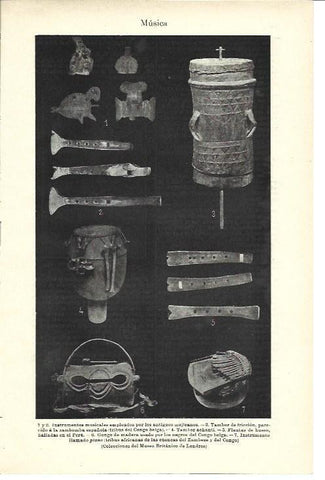 LAMINA ESPASA 40022: Instrumentos de America y Africa del Museo Britanico