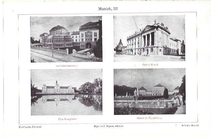 LAMINA ESPASA 39936: Anfiteatro, Palacio de Nympheuberg y Galeia Schack de Munich