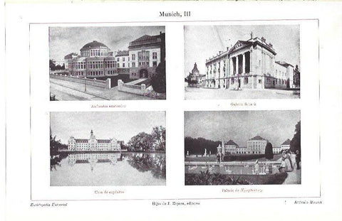 LAMINA ESPASA 39936: Anfiteatro, Palacio de Nympheuberg y Galeia Schack de Munich