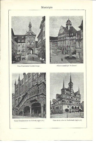 LAMINA ESPASA 39921: Ayuntamientos de Bamberg, Cassel, Lubeck y Duderstadt