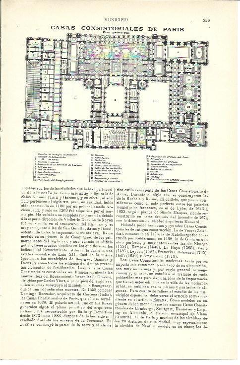 LAMINA ESPASA 39913: Planta del Ayuntamiento de Paris