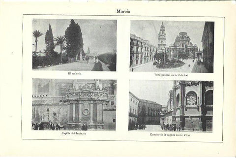 LAMINA ESPASA 39963: El Malecon, la Catedral y las Capillas del Junteron y Velez en Murcia