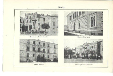 LAMINA ESPASA 39962: Palacio Episcopal, Museo de Bellas Artes y Glorieta de Murcia