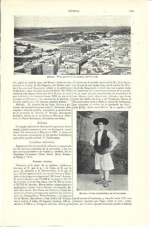 LAMINA ESPASA 39957: Vista parcial de la ciudad de Murcia