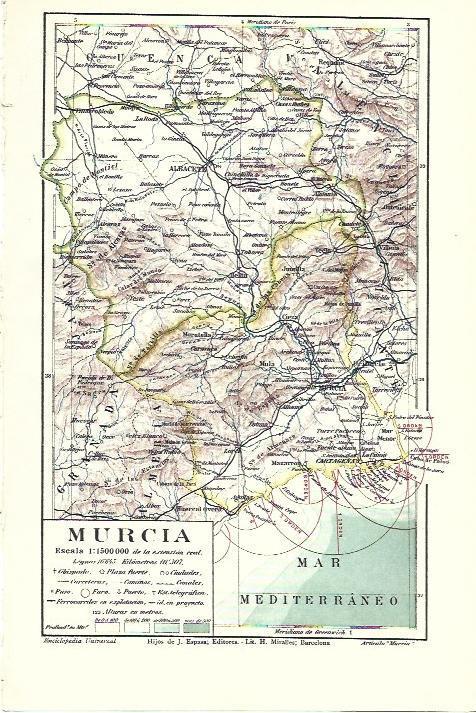 LAMINA ESPASA 39955: Mapa de la provincia de Murcia