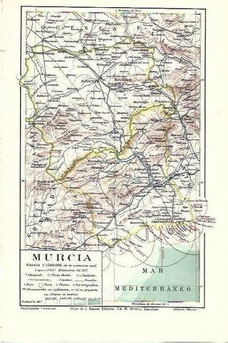 LAMINA ESPASA 39955: Mapa de la provincia de Murcia
