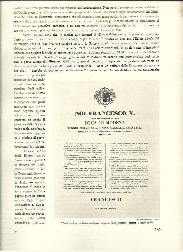 LAMINA 40561: Decreto de Francesco V del Seguro del Estado de Modena