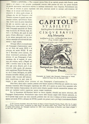 LAMINA 40503: Portada de Capitoli della Compagnia d'Assicuratori de Venecia de 1681