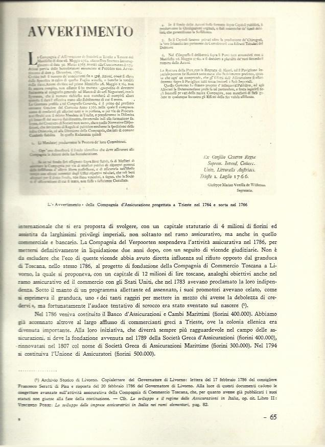 LAMINA 40512: Avvertimento de la Compagnia d'Assicurazione en Trieste de 1764