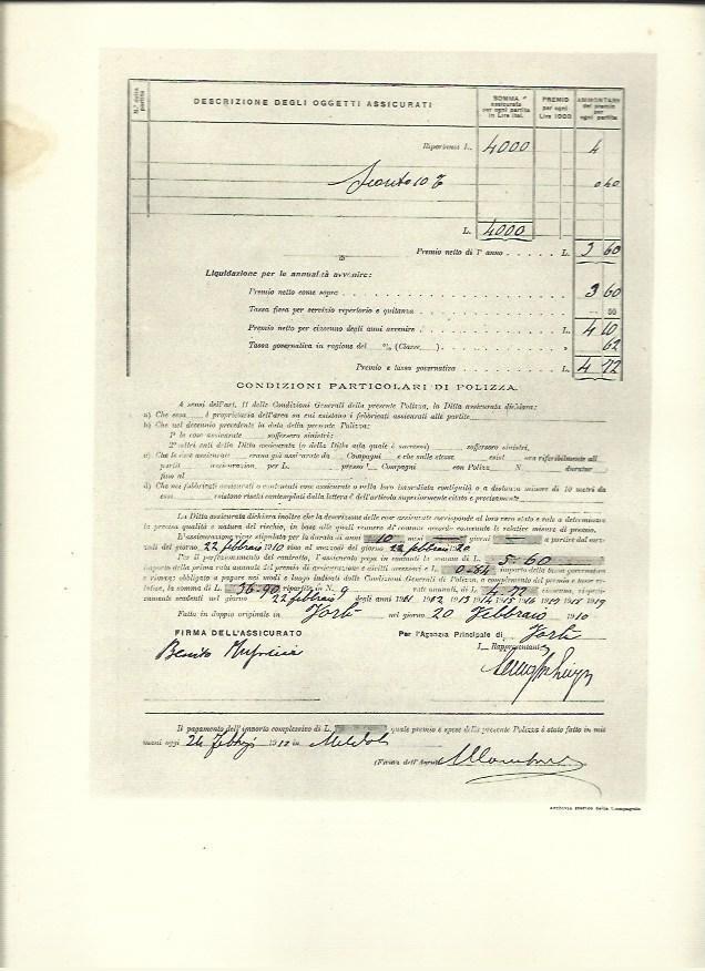 LAMINA 40615: Condiciones particulares de poliza. 1910