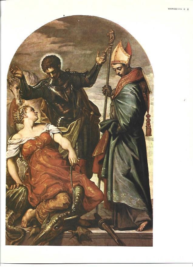 LAMINA 40302: La princesa, San jorge y San Luis, por Tintoretto