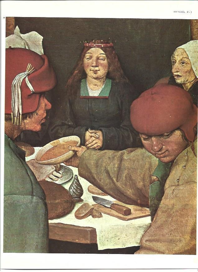 LAMINA 40297: Detalle de Banquete nupcial, por Brueghel