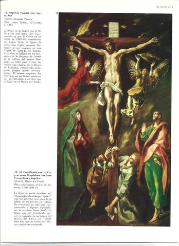 LAMINA 40325: El Crucificado con la Virgen, santa Magdalena, san Juan Evangelista y angeles, por El Greco