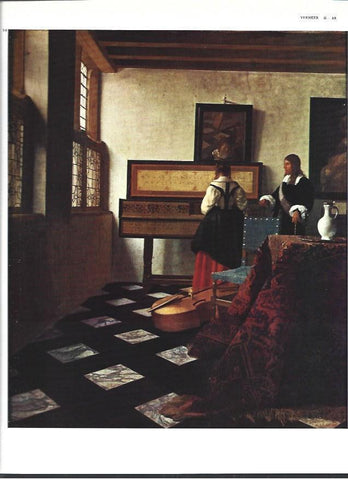 LAMINA 40442: Dama a la espineta y caballero, por Vermeer