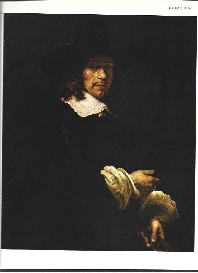 LAMINA 40434: Retrato de hombre con sombrero alto y guantes, por Rembrandt