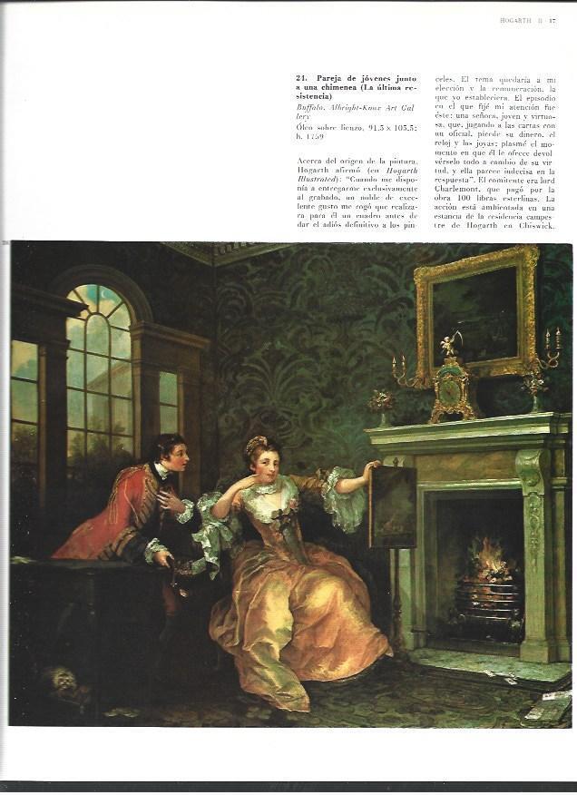 LAMINA 40469: Pareja de jovenes junto a una chimenea, por Hogarth