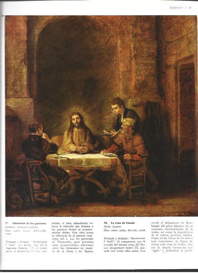 LAMINA 40423: Cena de Emaus, por Rembrandt