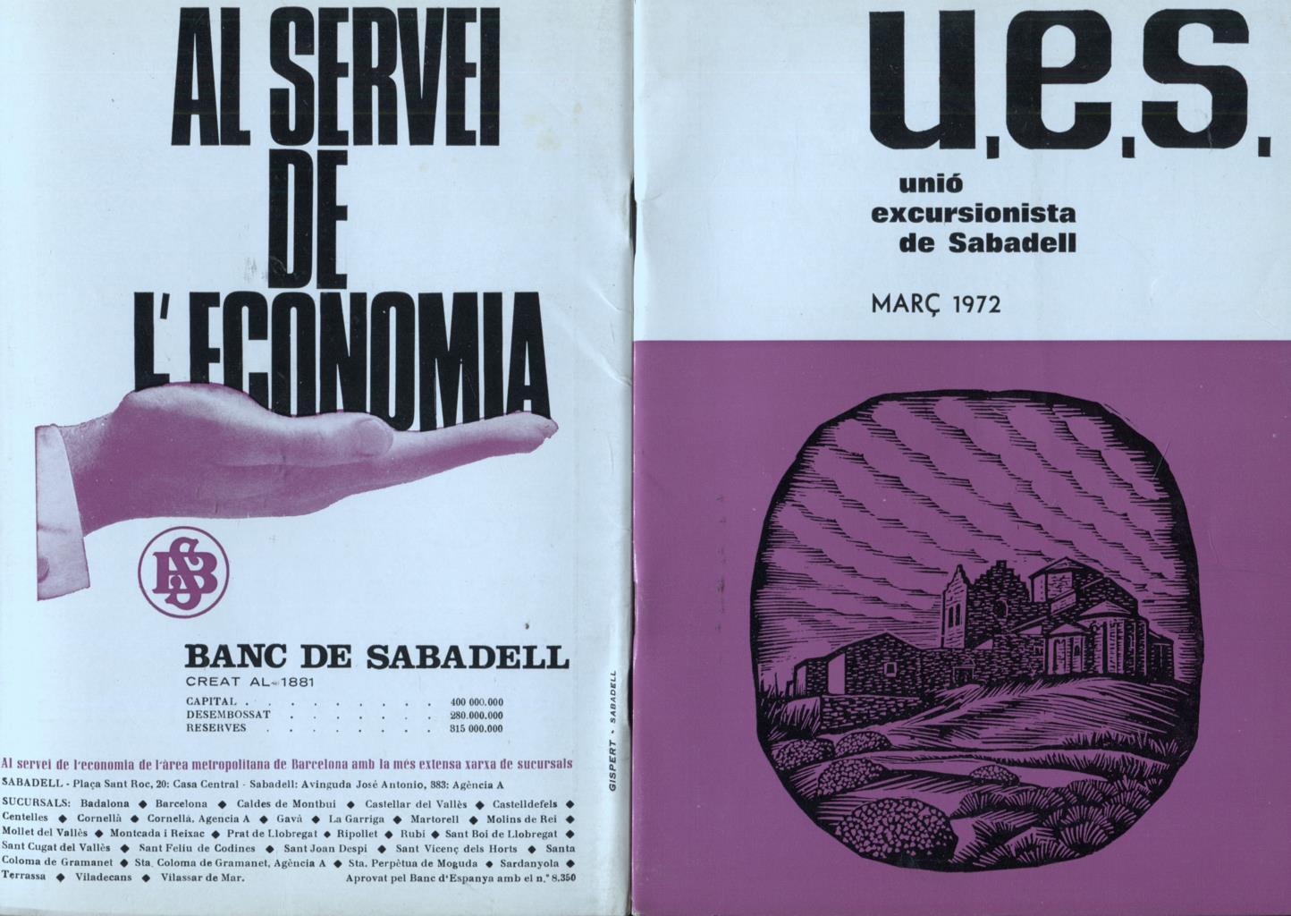 U.E.S unio excursionista de sabadell numero 6: març 1972: excursio Castellfollit del Boix, Can Massana i Rajadell