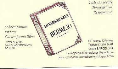 VARIOS 7065: Tarjeta Encuadernaciones Bermejo de Barcelona
