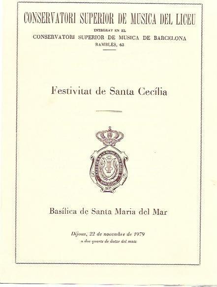 VARIOS 7096: Invitacion Conservatori del Liceu Festivitat de Santa Cecilia