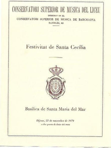 VARIOS 7096: Invitacion Conservatori del Liceu Festivitat de Santa Cecilia