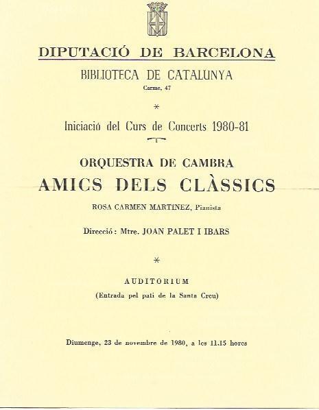 VARIOS 7093: Programa Concierto en la Biblioteca de Catalunya