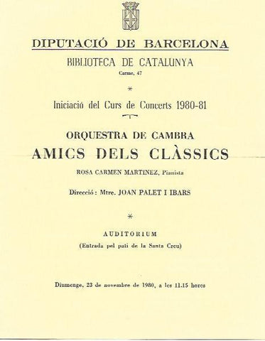 VARIOS 7093: Programa Concierto en la Biblioteca de Catalunya