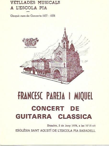 VARIOS 7092: Programa del Concierto de guitarra clasica de Francesc Pareja