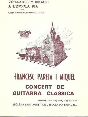 VARIOS 7092: Programa del Concierto de guitarra clasica de Francesc Pareja