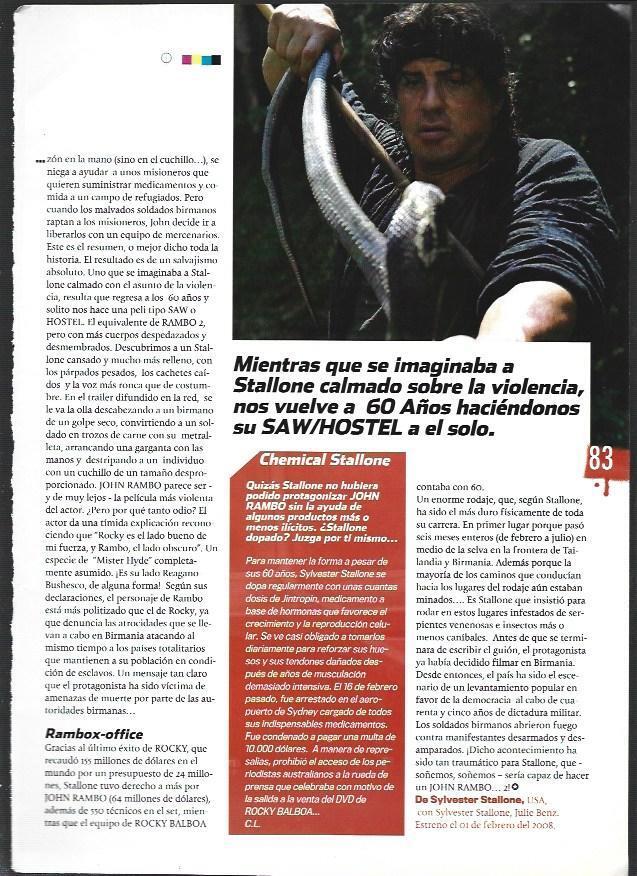 LAMINA 40731: Rambo luchando con una serpiente
