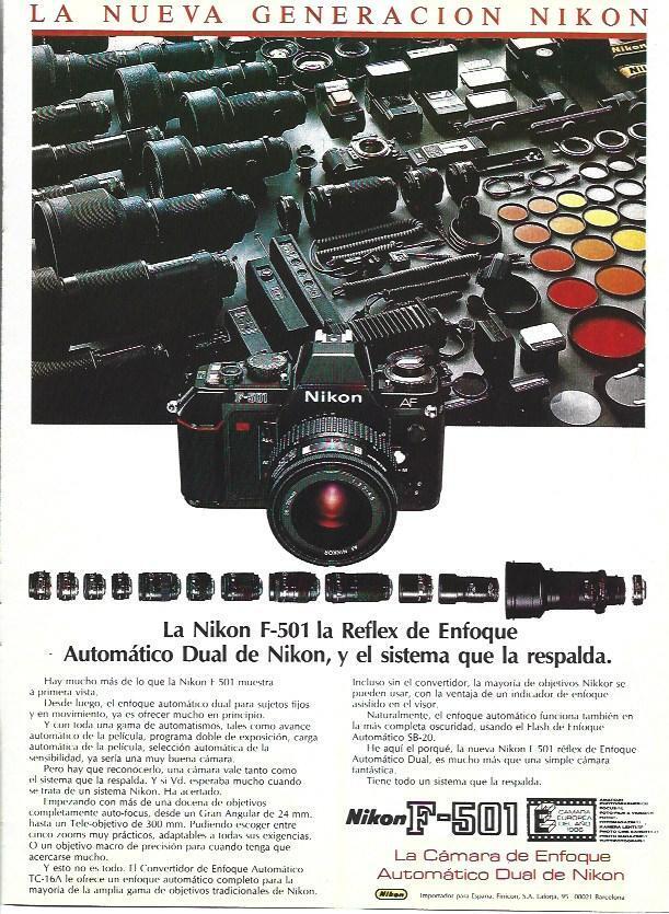 LAMINA 40685: Publicidad de Nikon F-501