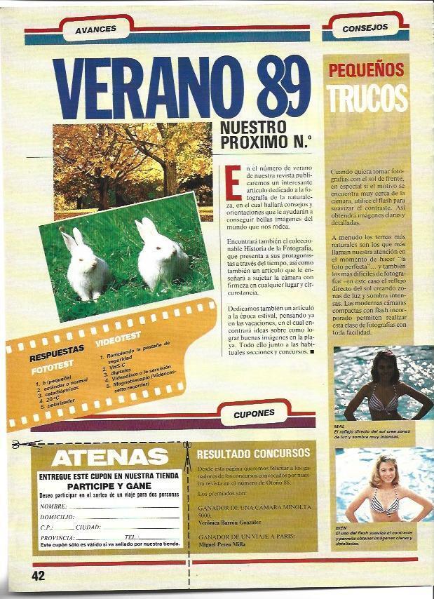 LAMINA 40689: Boletin de participacion de concurso Verano 89