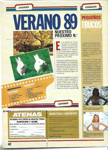 LAMINA 40689: Boletin de participacion de concurso Verano 89