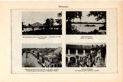 LAMINA V50739: Isla de Zapatera, rio Coco y Plazuela de los Leones en Nicaragua