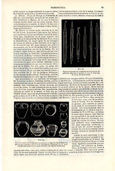 LAMINA V50775: Tipos de ceramicas y espadas prehistoricas