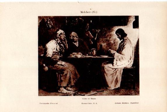 LAMINA V50688: Cristo en Emaus por G. Melchers