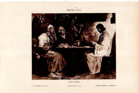 LAMINA V50688: Cristo en Emaus por G. Melchers