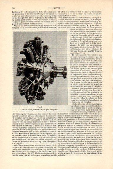 LAMINA V50718: Motor Dieses sistema Clerget para aeroplano