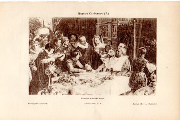 LAMINA V50711: Banquete de Sancho Panza por J. Moreno Carbonero