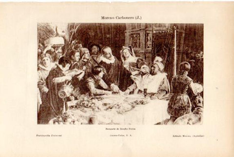 LAMINA V50711: Banquete de Sancho Panza por J. Moreno Carbonero